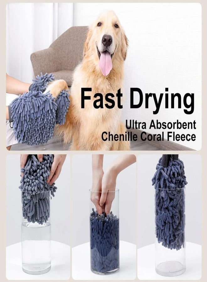 Microshine Dog Drying Towel Gloves, for Dog Bath (2 Pack, Grey) - Ultra Absorbent Chenille Microfiber Grooming Mitts for Fast Drying Wet Pets, Dogs - Image 4